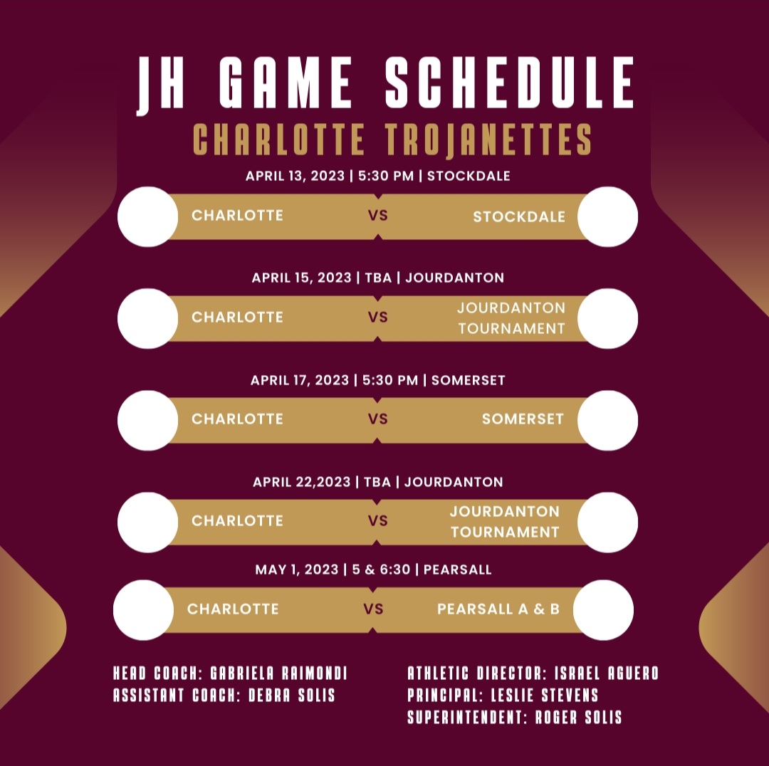 Charlotte ISD Middle School Athletic Schedules